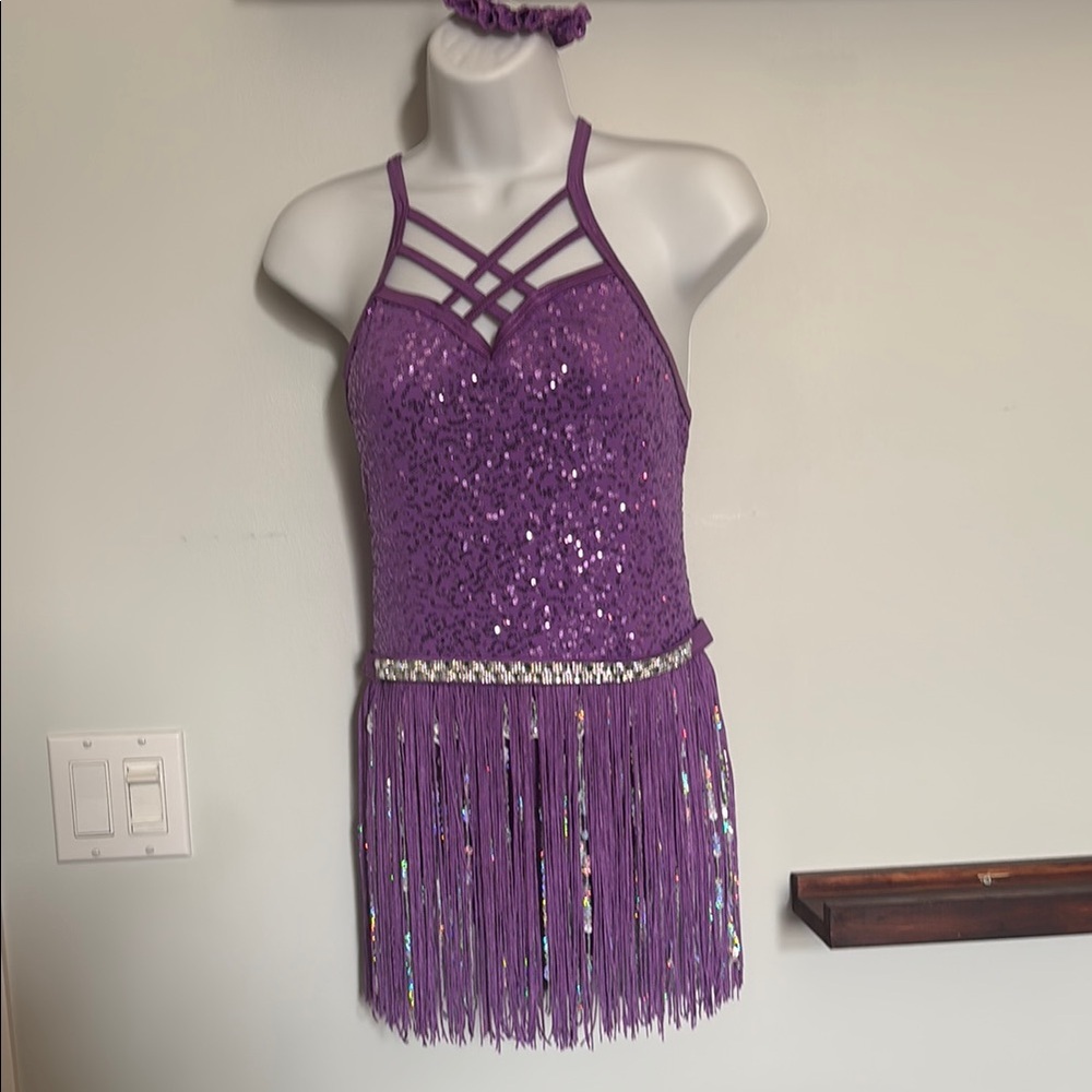 Weissman Purple Sequin Fringe Dance costume